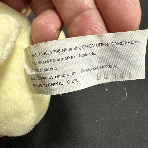 1998 Hasbro Nintendo Pokémon Meowth Beanie Plush VTG Original 6.5" Creature - Picture 6 of 8